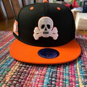 Ebbets Field Flannels Sioux city ghosts fitted hat. Black and Orange Cap